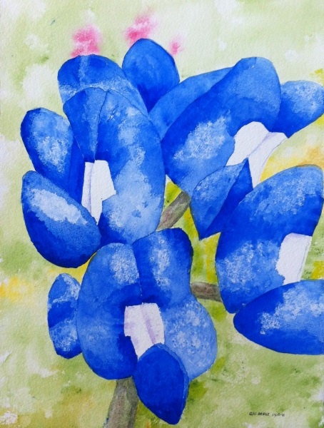 Bluebonnet Close-up Vertical Greeting Cards by Nan Henke 4 1/4 x 5 1/2 inch (a set of 4) Blank