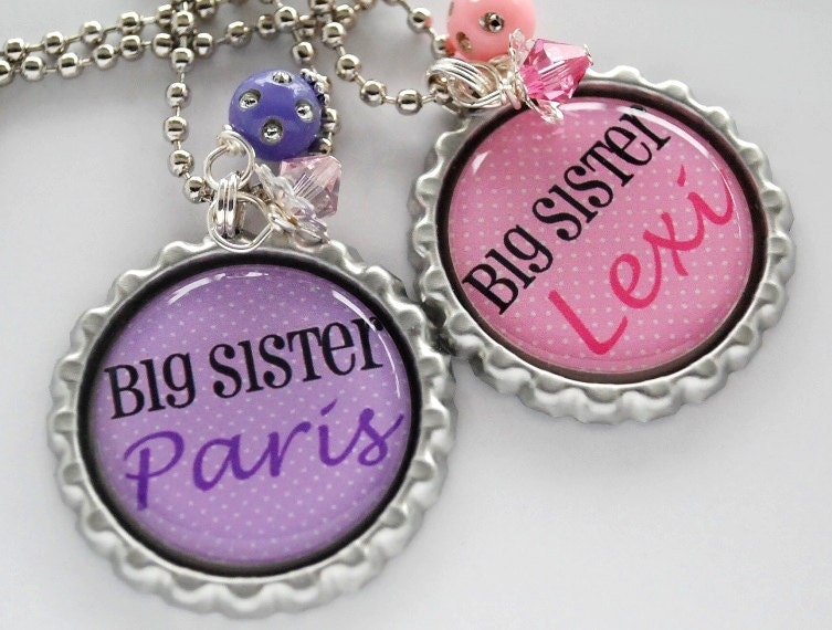 Personalized Name BIG SISTER Charm Necklace Baby Shower, Birthday Gift, New Baby Gift, Children Jewelry