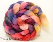 Wool Roving Hand Painted Finnish Combed Top Spinning or Felting Fiber - 4.1 oz - THROUGH THE CRACKS
