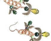six protection guardian angels copper chain dangle earrings