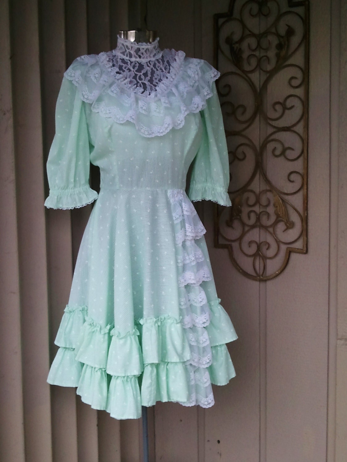 Mint Green Lacy Rockabilly Square Dance Dress
