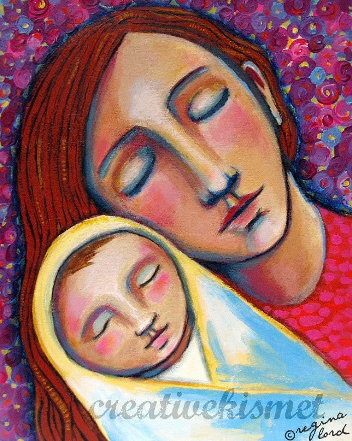 Mother and Baby Drifting to Sleep- Archival Art Print by Regina Lord