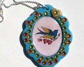 Bird Retro Tatto Art Pendant Kawaii Rockabilly Necklace