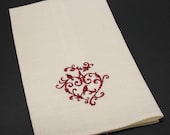 Lovebird Heart Embroidered Kitchen Linen Tea Towel