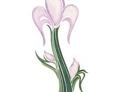 Budding Iris - 8in by 10in Print of Original Watercolor Painting