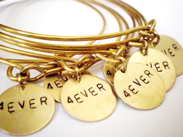 Personalized Bangle Bracelet, Custom Stamped Bangle Bracelet, Personalized Bridesmaids gift