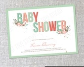 Pretty Floral Blooms - Custom Baby Shower - Party Invitation