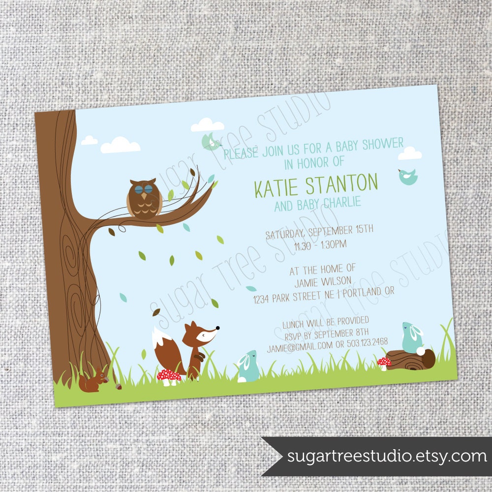 Woodland Baby Shower - Custom Party Invitation