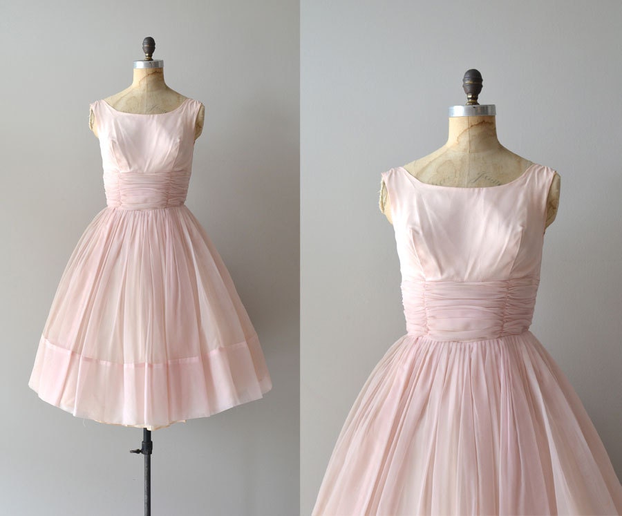 vintage 50s dress / chiffon 1950s dress / Candy Cloud dress