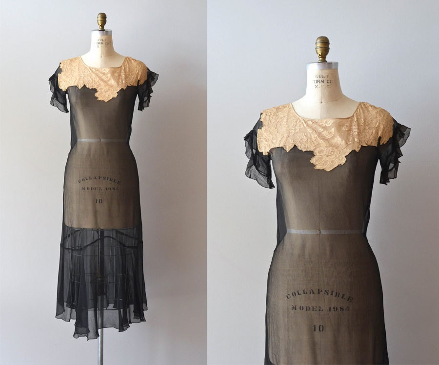 silk chiffon 20s dress / vintage 1920s dress / Longshadows dress