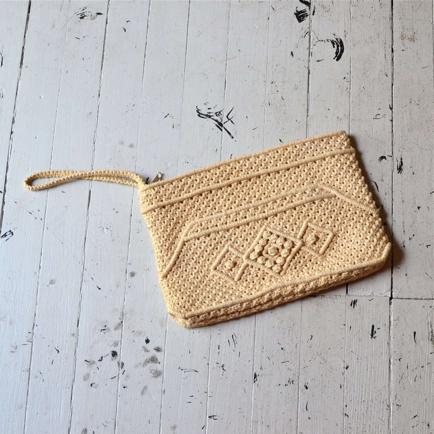crochet bag / cream crochet handbag / Topanga macrame clutch