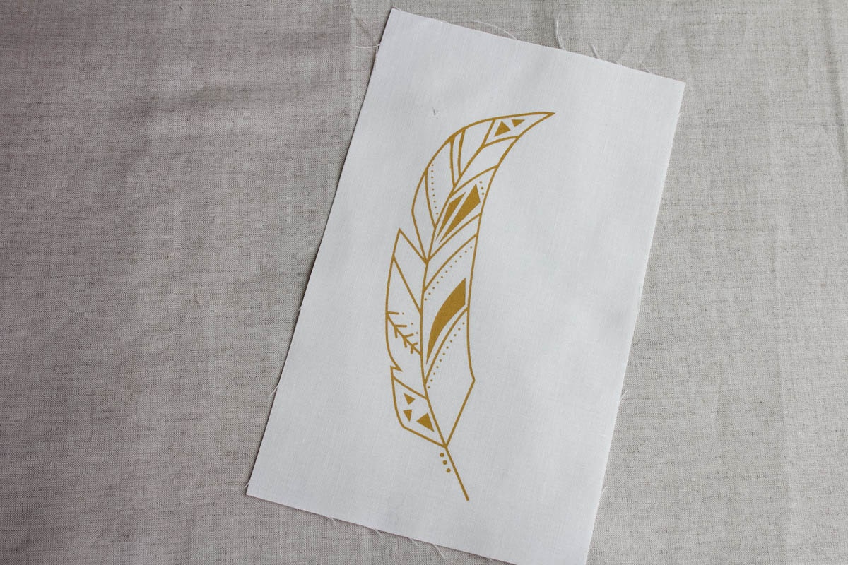 Geometric Feather Panel Hand Screen Printed (D)