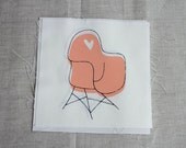 Eames Chair Fabric Panel Hand Screen Printed 6" x 6"