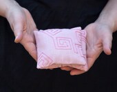 Fragrant Balsam Sachets in Pink Rose Smoke Linen SET OF 2 / Eco-Friendly Home Decor - Embroidered Geometric Squares - Hostess Favours