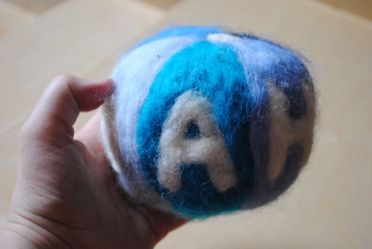 Personalized Wool Ball Toy - Custom Eco Friendly Baby Toddler Ball with Name - Felted Waldorf Toy