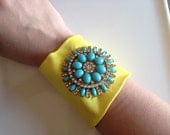 Turquoise and Yellow Sunburst Cuff