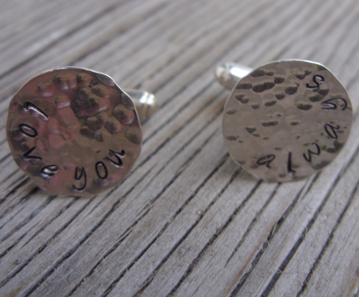 Hand stamped sterling silver cuff links 5/8 inch  gift for him