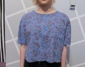 80s Purple Floral Crop Top