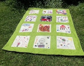 Custom Twin Size Tshirt Memory Quilt made with your own T shirts or Art Squares