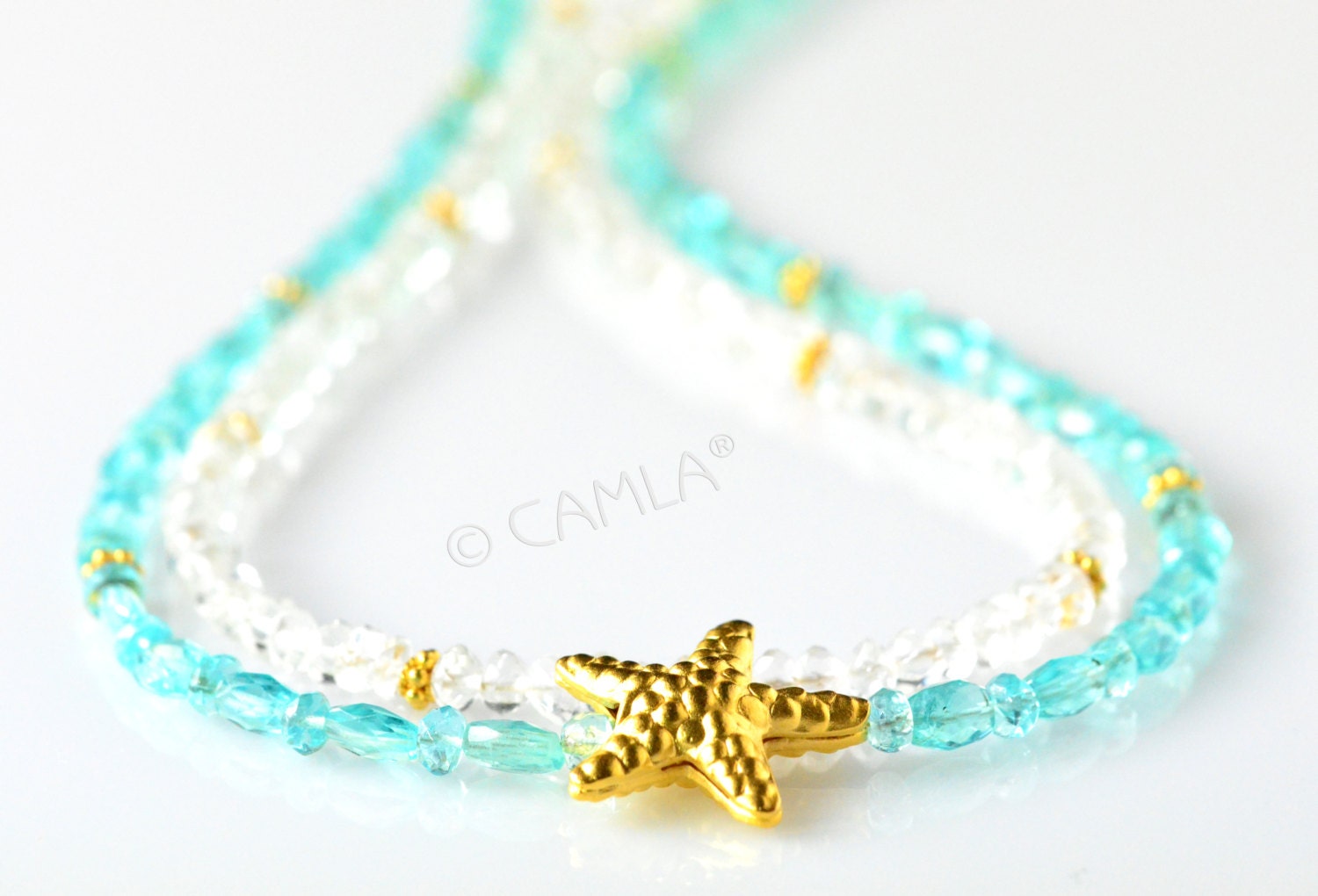 Sea Green Gold Starfish Necklace