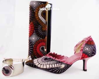 African Fabric Kitten Heels