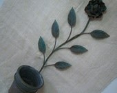 Vintage WALL GARDEN PLANTER Iron Italian Floral Painted Cottage Home Style Home Decor Cottage Garden