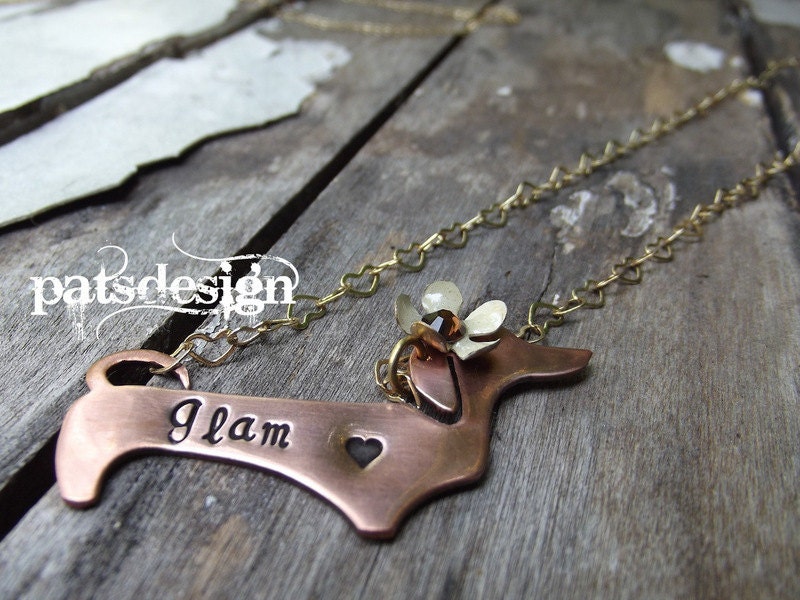 Custom Dachshund pendant  with flower