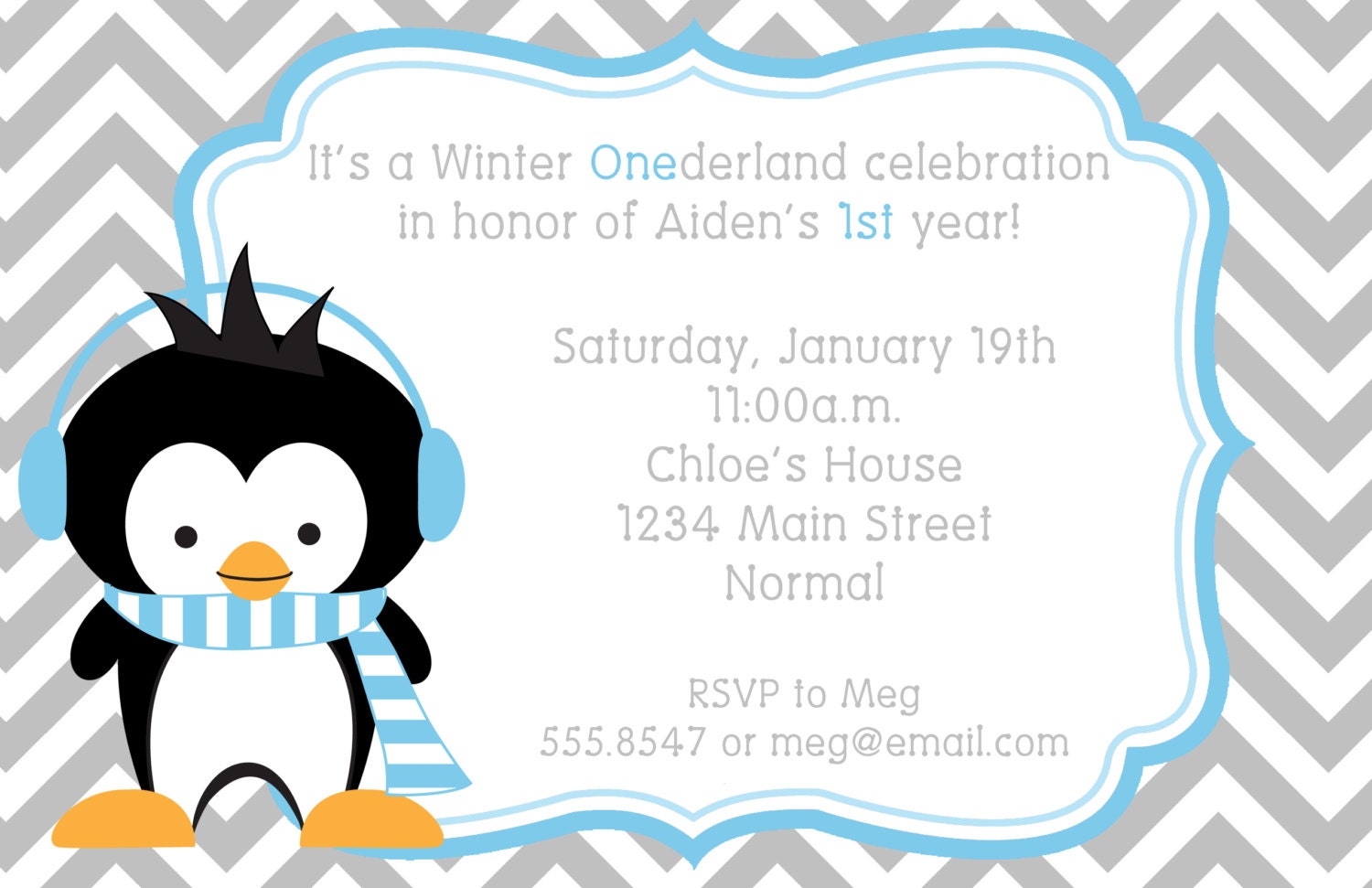 Boy Penguin Winter Onederland Birthday Party Invitations Il_570xn