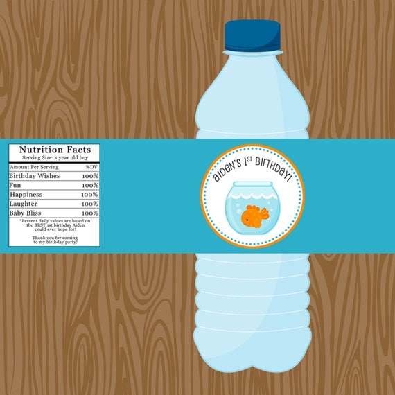 Goldfish Birthday Party Water Bottle Labels DIY Il_570xn