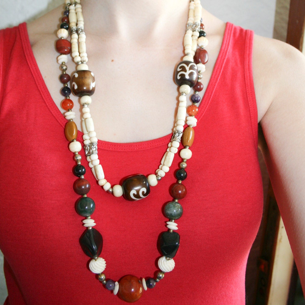 Tribal Stone and Bone Necklaces