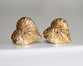Gold Leaf Heart Post Earrings