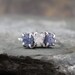 Three Stone Rough Diamonds and Rough Denim Blue Sapphire and Sterling Silver Ring  - Trio Engagement Ring - Anniversary Ring