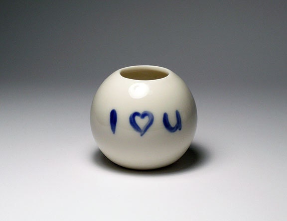 I Heart U Decorated Sphere Vase - mid size ON SALE