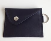 Mally Leather Wallet / Card Holder / Change Purse with Snap and D Ring, Solid Black