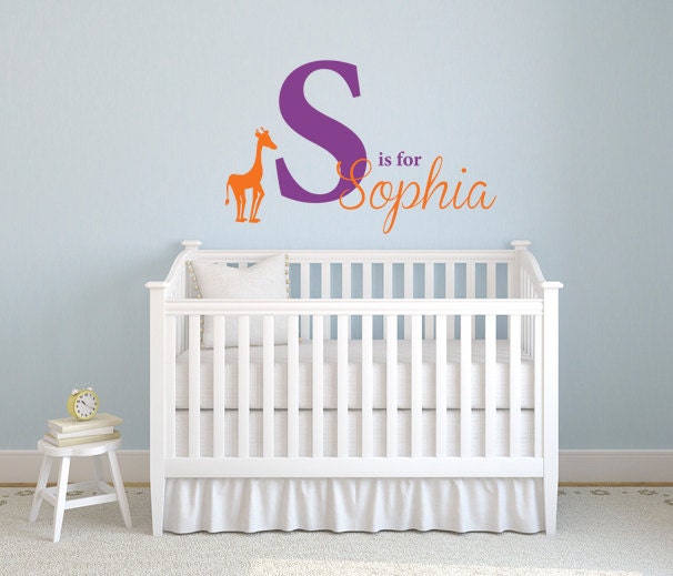 Children Wall Decal - Custom Name and Giraffe
