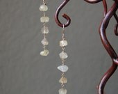 Rutilated Quartz Linear Dangle Earrings in Gold, Faceted, Nugget, Natural