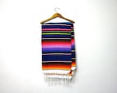 Vintage Colorful Mexican Serape Saltillo Rug Blanket // Cinco de Mayo