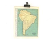 Vintage 1920s Map of Brazil // book plate