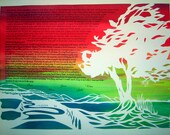 Judaean Hills Papercut Ketubah - calligraphy - Hebrew - wedding artwork