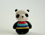 Mr. Panda Bear - Hand Sculpted Miniature Polymer Clay Animal Art Doll