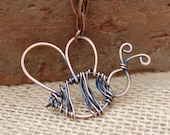 Bumble Bee Necklace. Wire Bee. Copper. Oxidized. Wire Jewelry
