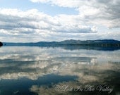 Fine Art Photography, Vermont Photo, The Adirondack Mountains, Lake Champlain Photograph, Spring Day, Blue Water, White Clouds, 5x7, Rustic