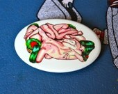 3" wide Oval DAISY CHAIN Glow In The Dark Artist Pinback Button Limited Edition