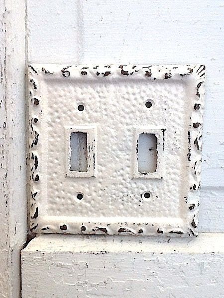 Metal Wall Decor, Light Switch Cover, Creamy White, Shabby Chic Iron, Lighting, STYLE 106