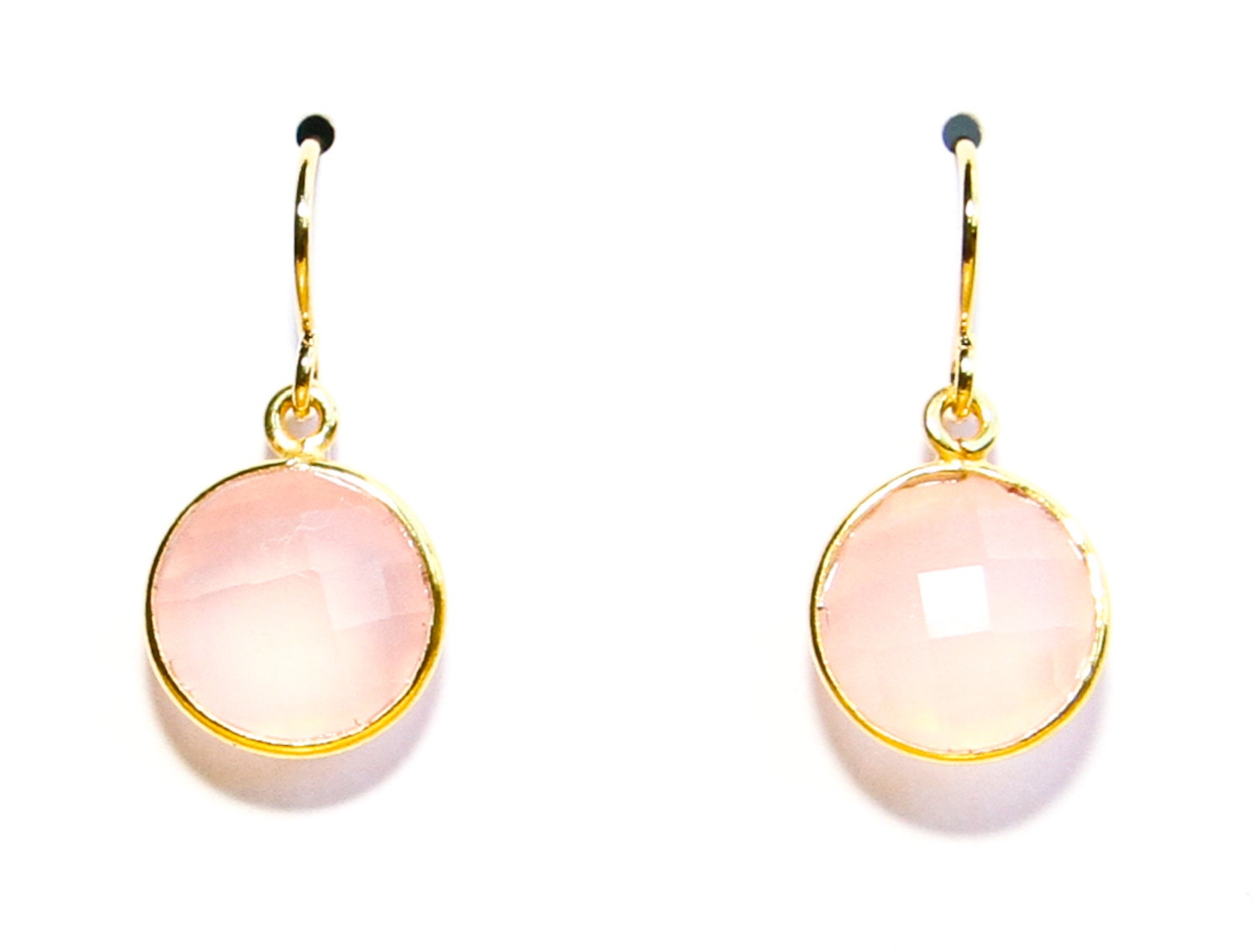 Pink bridesmaid earrings - pink bridesmaid jewelry - gold earrings - chalcedony earrings - bridesmaid gift  - blush pink wedding jewelry