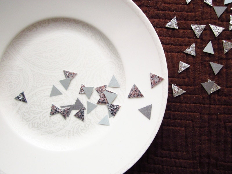 Triangle Confetti - Silver Sparkle Geometric - AshleyPahl