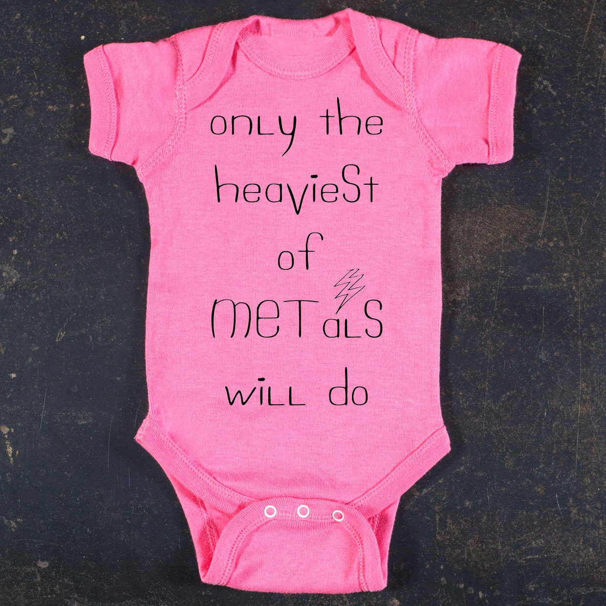 Only The Heaviest Of Metal Will Do Graphic Baby Bodysuit By TrulySanctuary, Great Baby Shower Gift, First Birthday Gift Or Party Favor