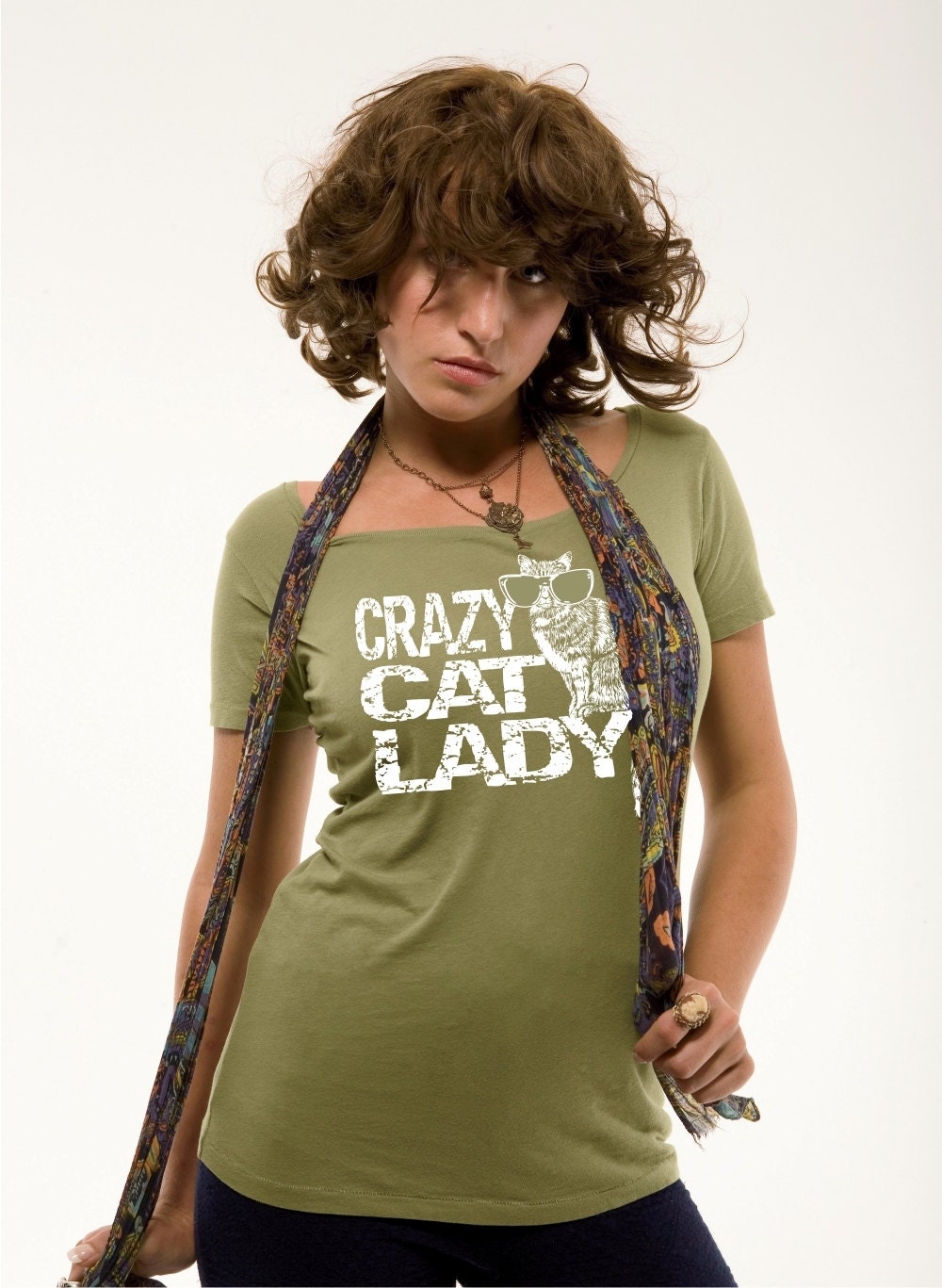 Crazy Cat Lady tshirt  Wayfarer Glasses womens Alternative Apparel organic cotton Cat shirt