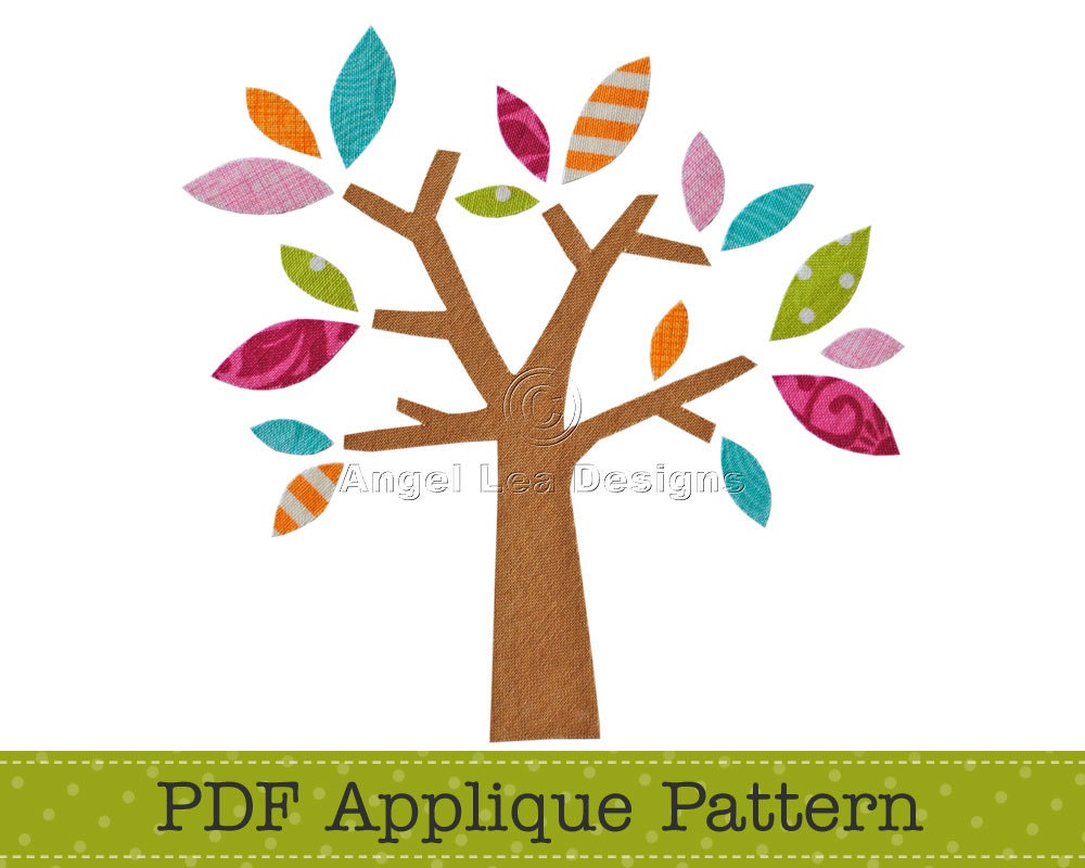 Tree Applique Pattern PDF Tree with Leaves Applique Template, Instant Download Digital Pattern
