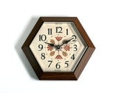 Vintage Faux Bois Wall Clock by Westclox